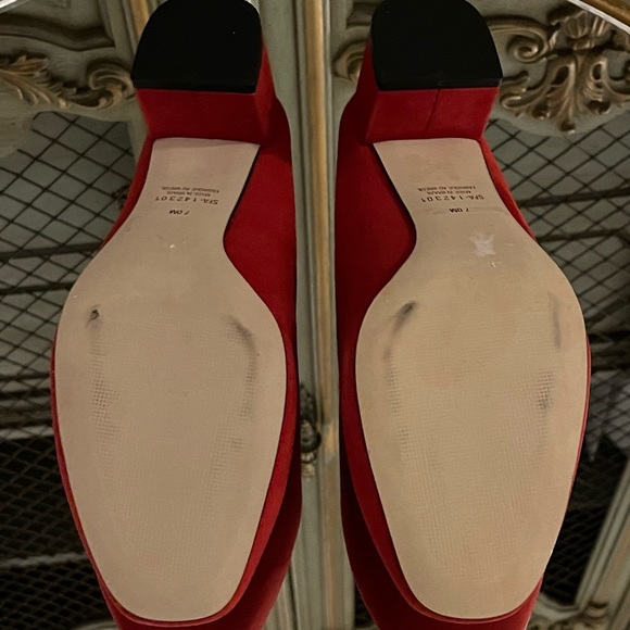 Saks Fifth Avenue Red Suede Mules - Picture 7 of 8